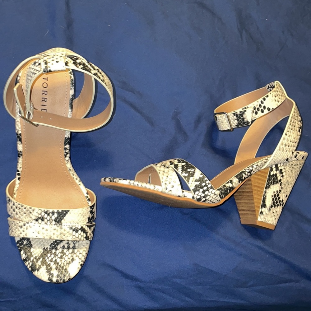 Torrid Snakeskin Sandal Cone Heels 9